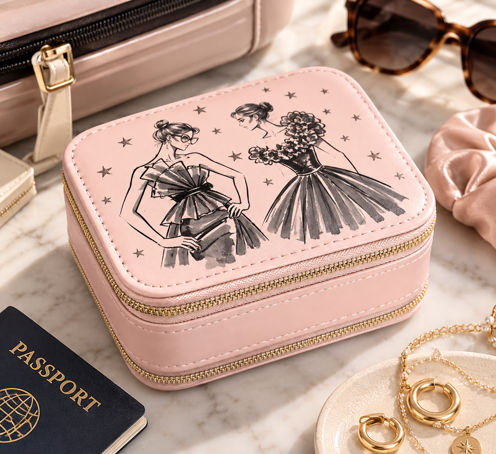 Iconic Friends Print Double Zipper Jewelry Box