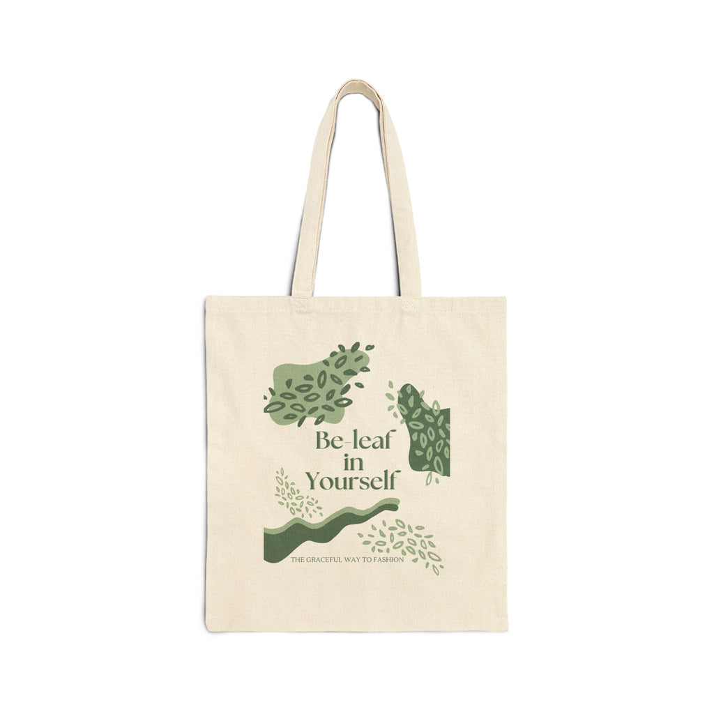 Be-Leaf in Yourself Canvas Tote Bag — Eco-Friendly Botanical Grocery & Market Bag