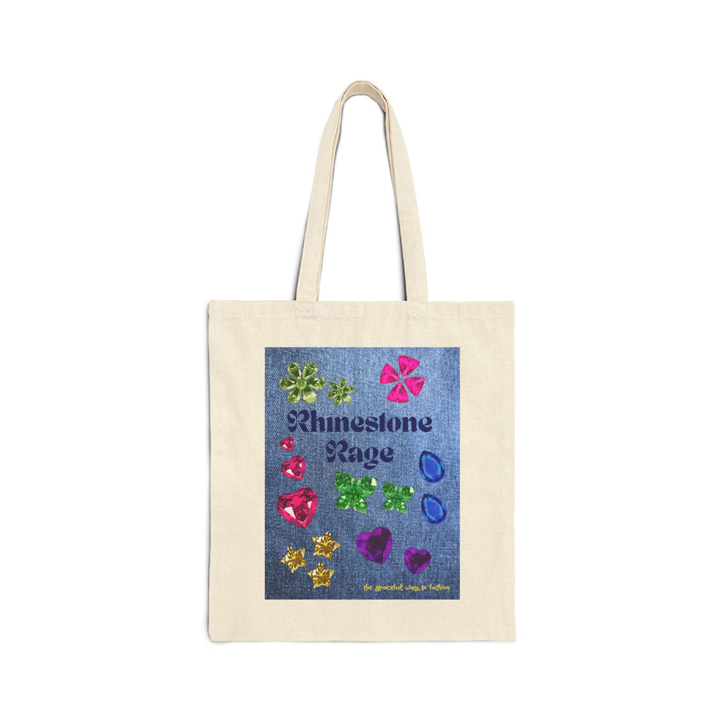 Rhinestone Rage Travel Tote Bag – Colorful Gem Print Canvas Tote