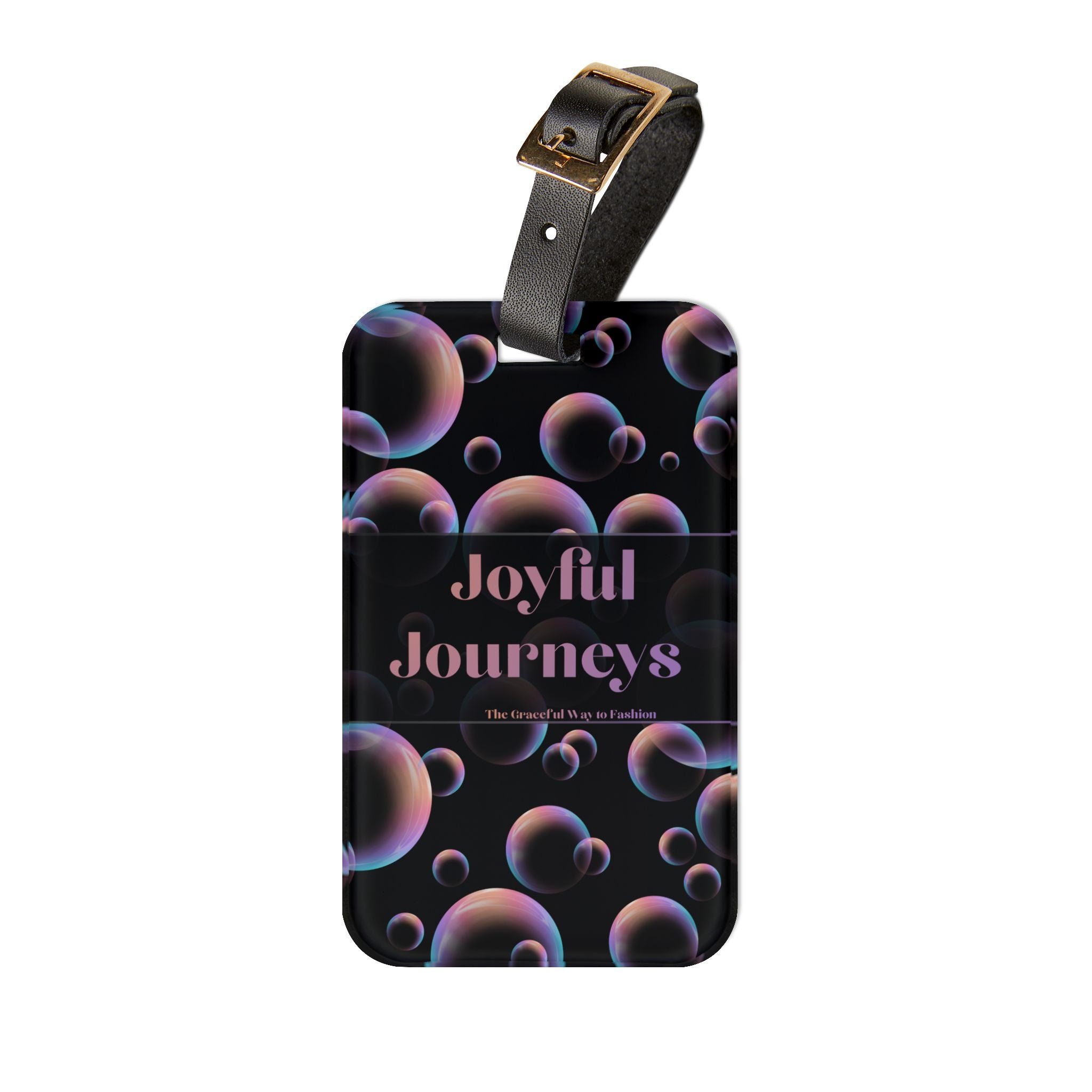 Luggage Tag — 'Joyful Journeys' Bubble Pattern Travel ID Tag