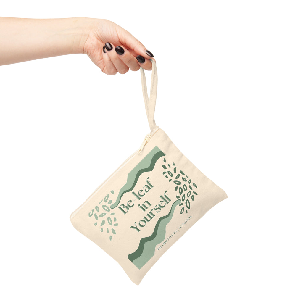 Be-leaf In Yourself Accessory Zipper Pouch — Botanical Motivational Makeup Bag