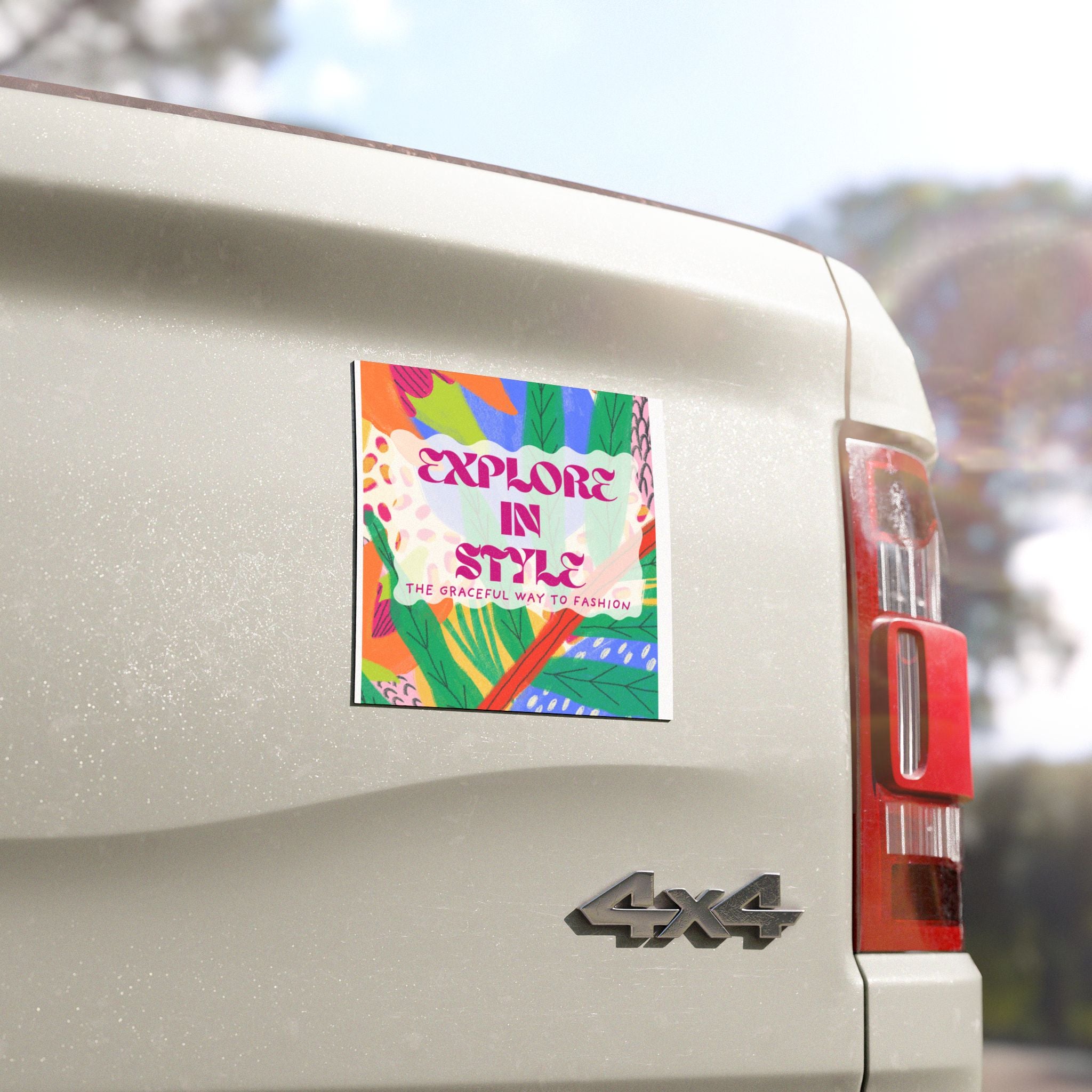 Explore In Style Car Magnet — Colorful Botanical Travel Quote
