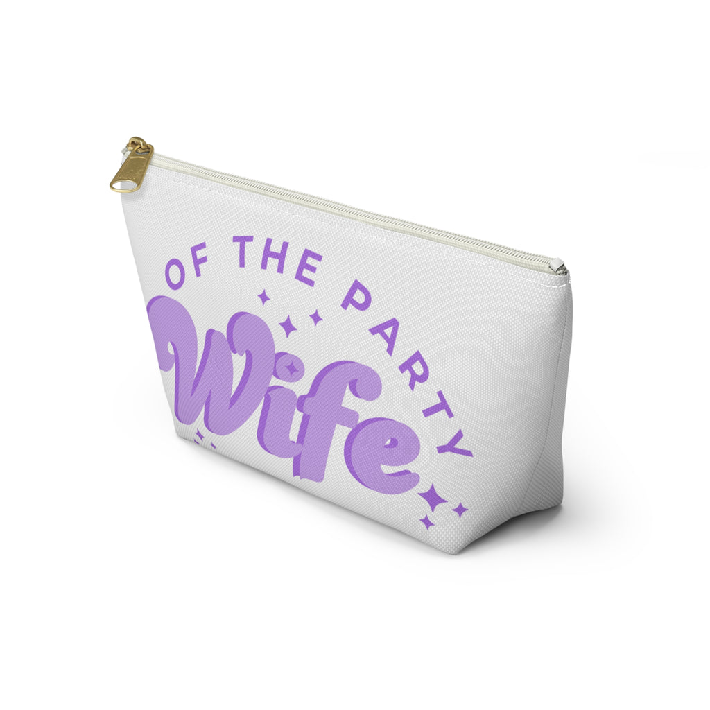 Purple Accessory Pouch — “Wife of the Party” Cosmetic Bag