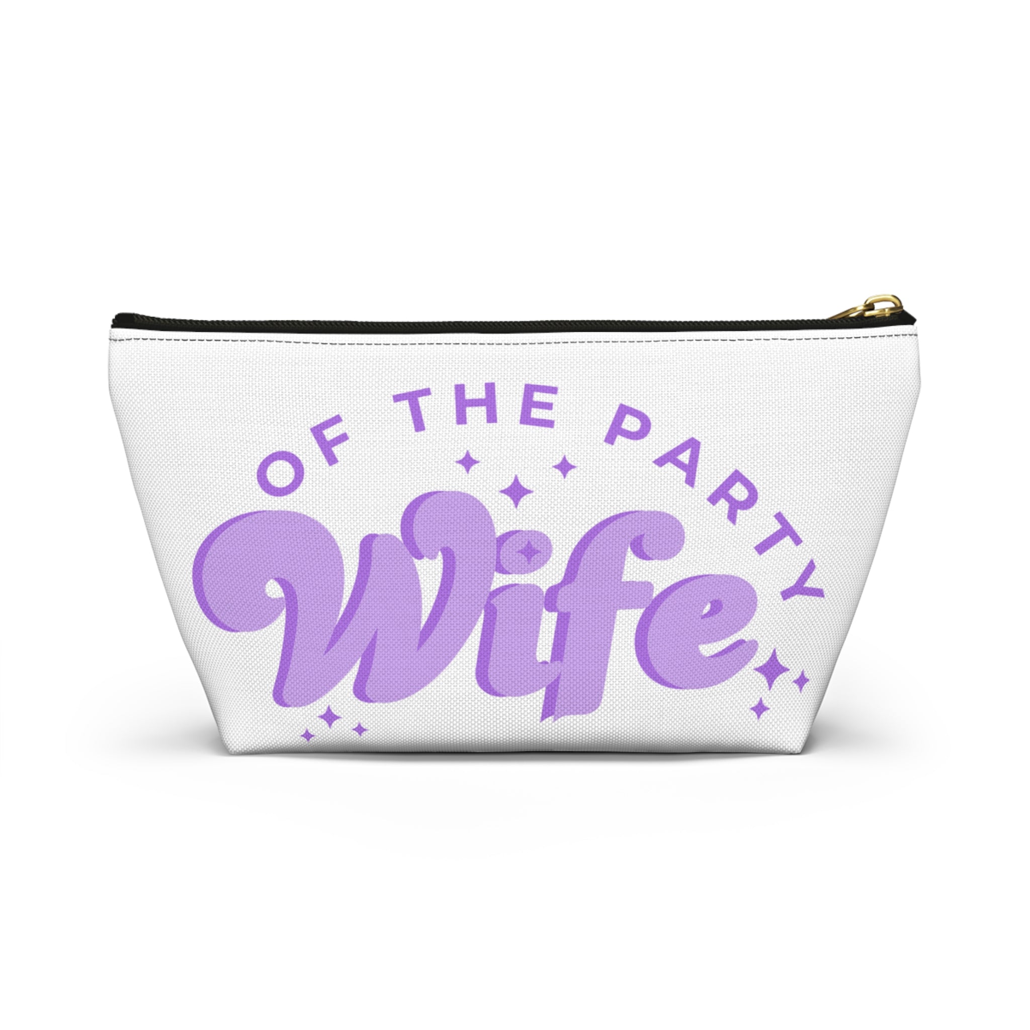 Purple Accessory Pouch — “Wife of the Party” Cosmetic Bag