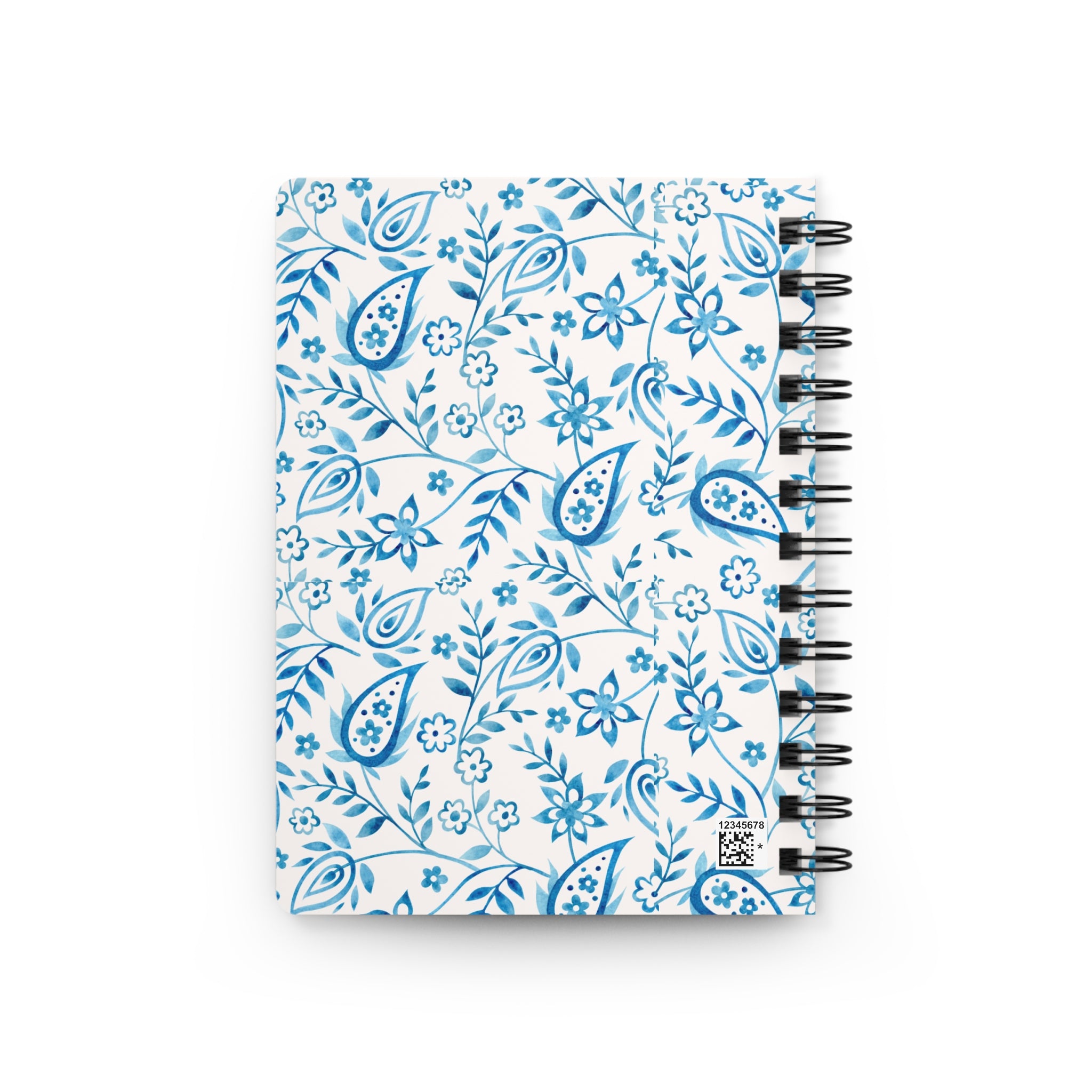Blue Paisley Floral Journal — Spiral-Bound Notebook for Notes & Journaling