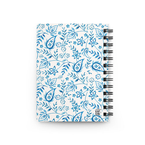 Blue Paisley Floral Journal — Spiral-Bound Notebook for Notes & Journaling