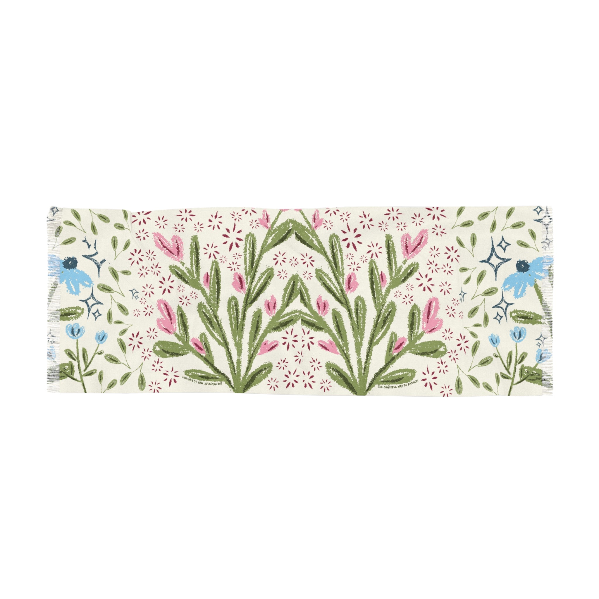 Pink Floral Spring Light Travel Scarf – Hand-Painted Pastel Botanical Design