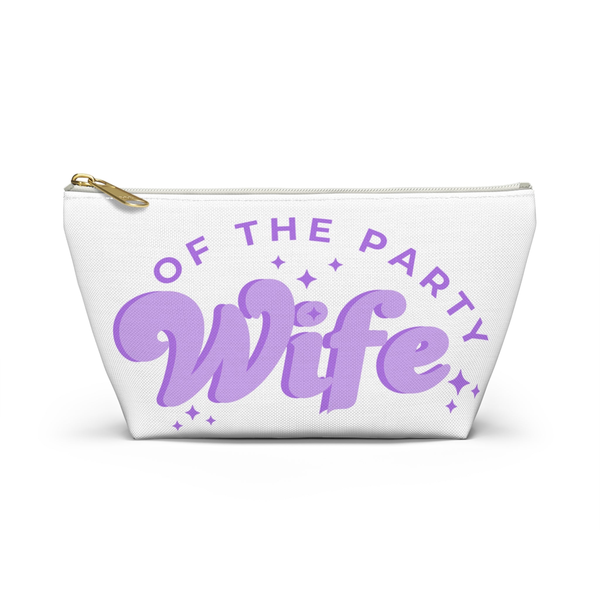 Purple Accessory Pouch — “Wife of the Party” Cosmetic Bag