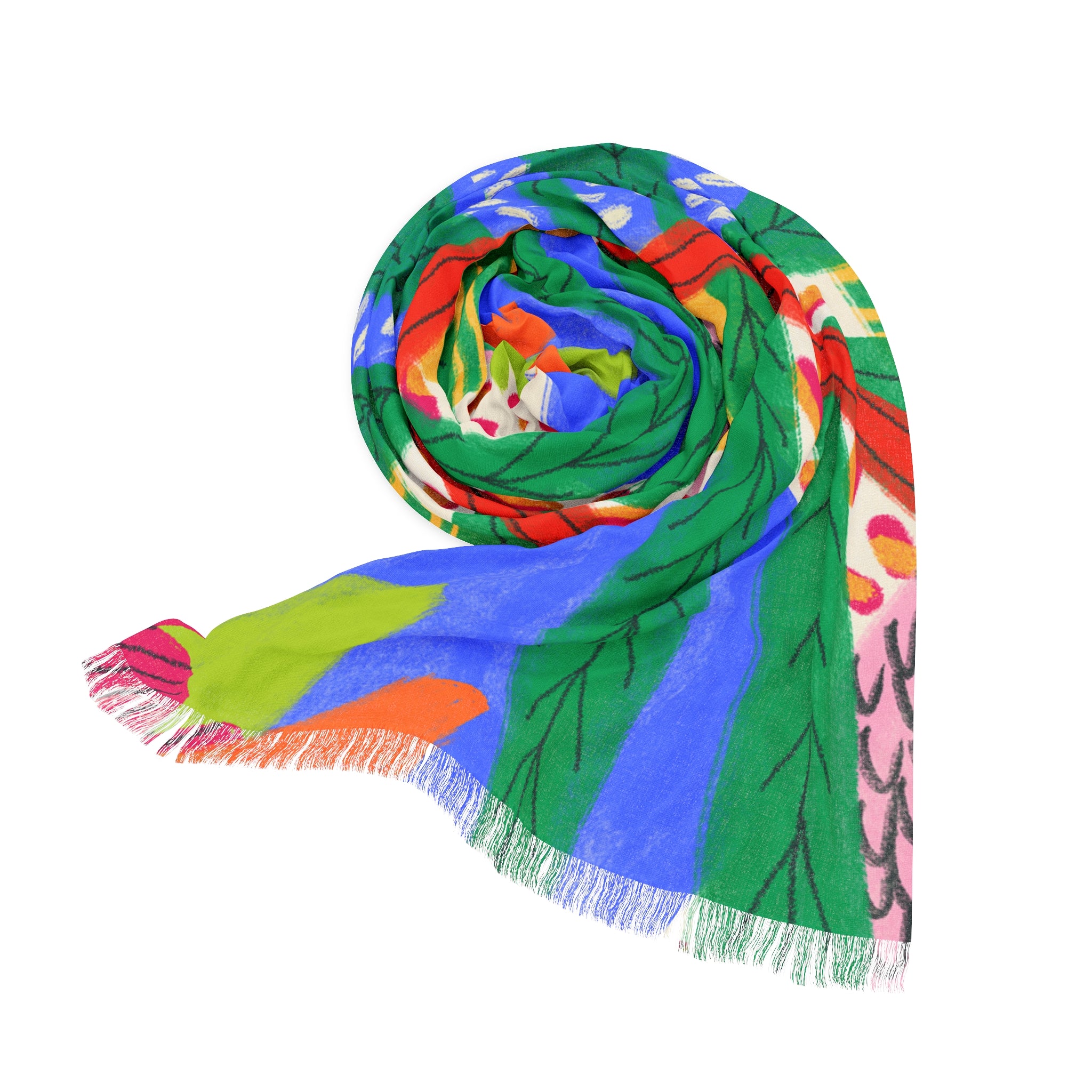 Explore in Style Colorful Floral Travel Light Scarf — Bright Print Fashion Scarf