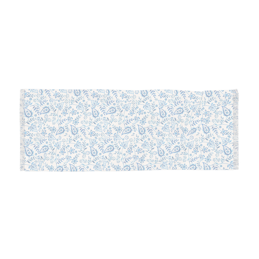 Blue Paisley Floral Lightweight Scarf — Breathable Summer Fashion Wrap