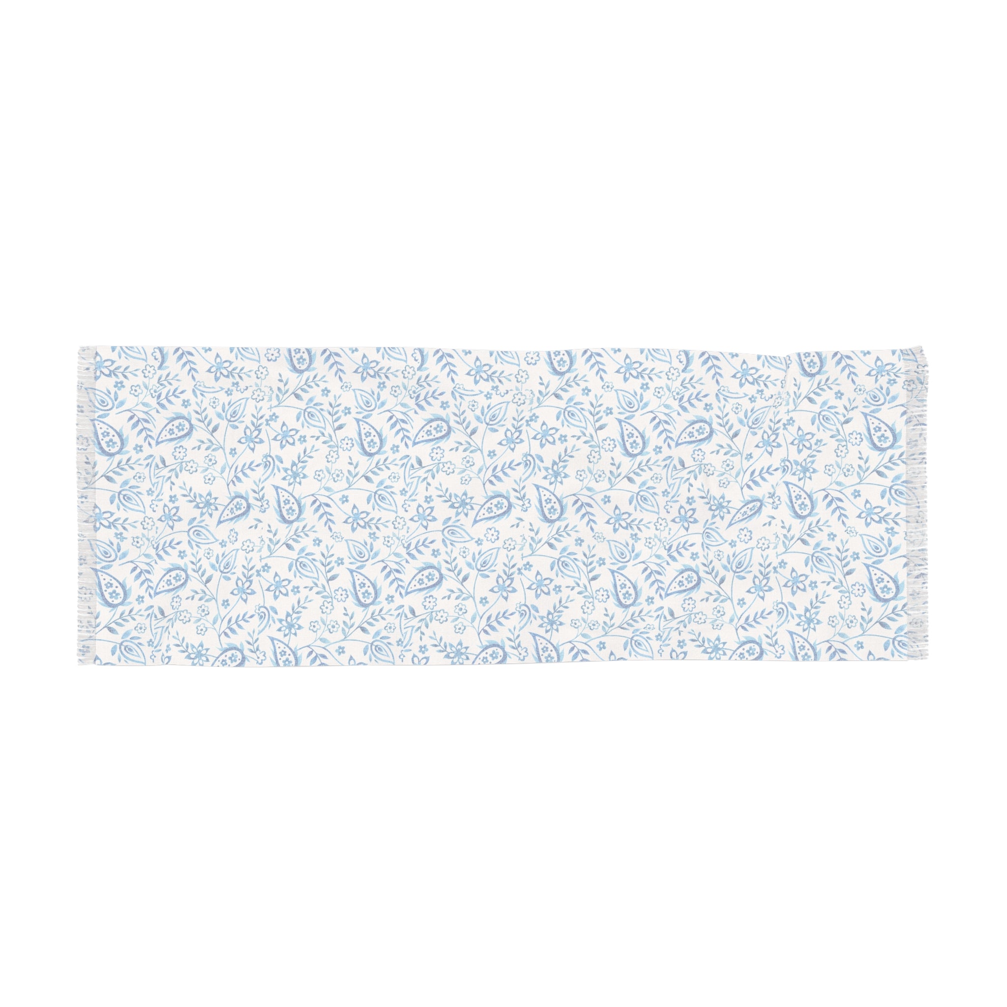 Blue Paisley Floral Lightweight Scarf — Breathable Summer Fashion Wrap
