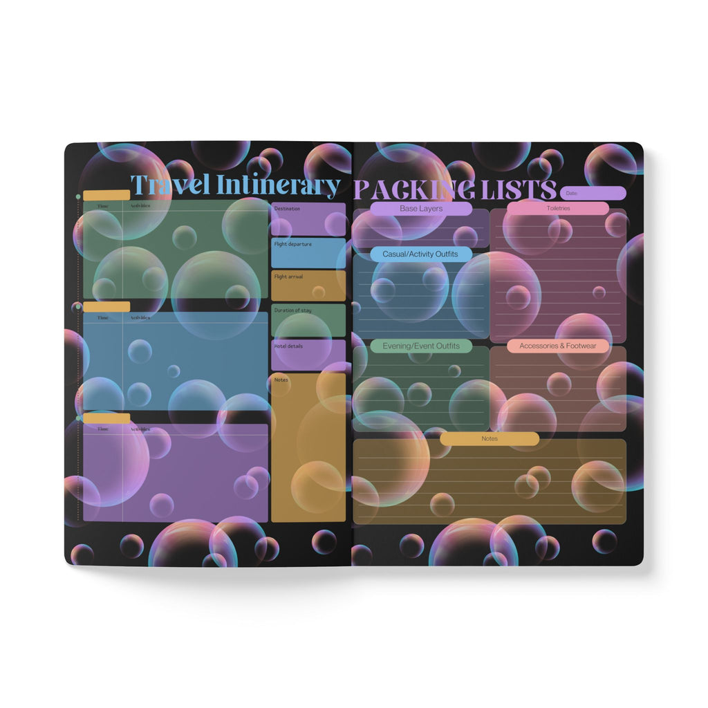 Joyful Journey Trip Journal — Softcover Notebook with Iridescent Bubble Design