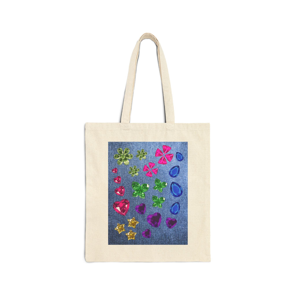 Rhinestone Rage Travel Tote Bag – Colorful Gem Print Canvas Tote