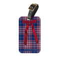 Plaid Luggage Tag with Red Bow – Holiday Gift Travel ID