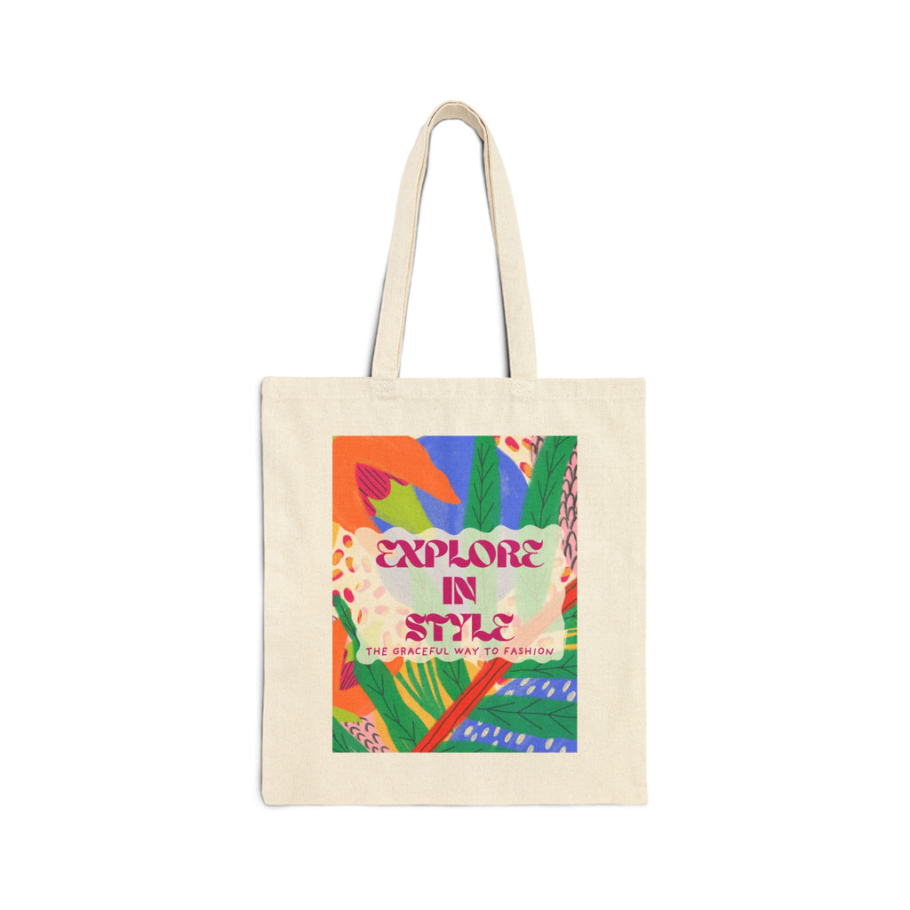 Explore In Style Canvas Tote — Colorful Tropical Market Bag