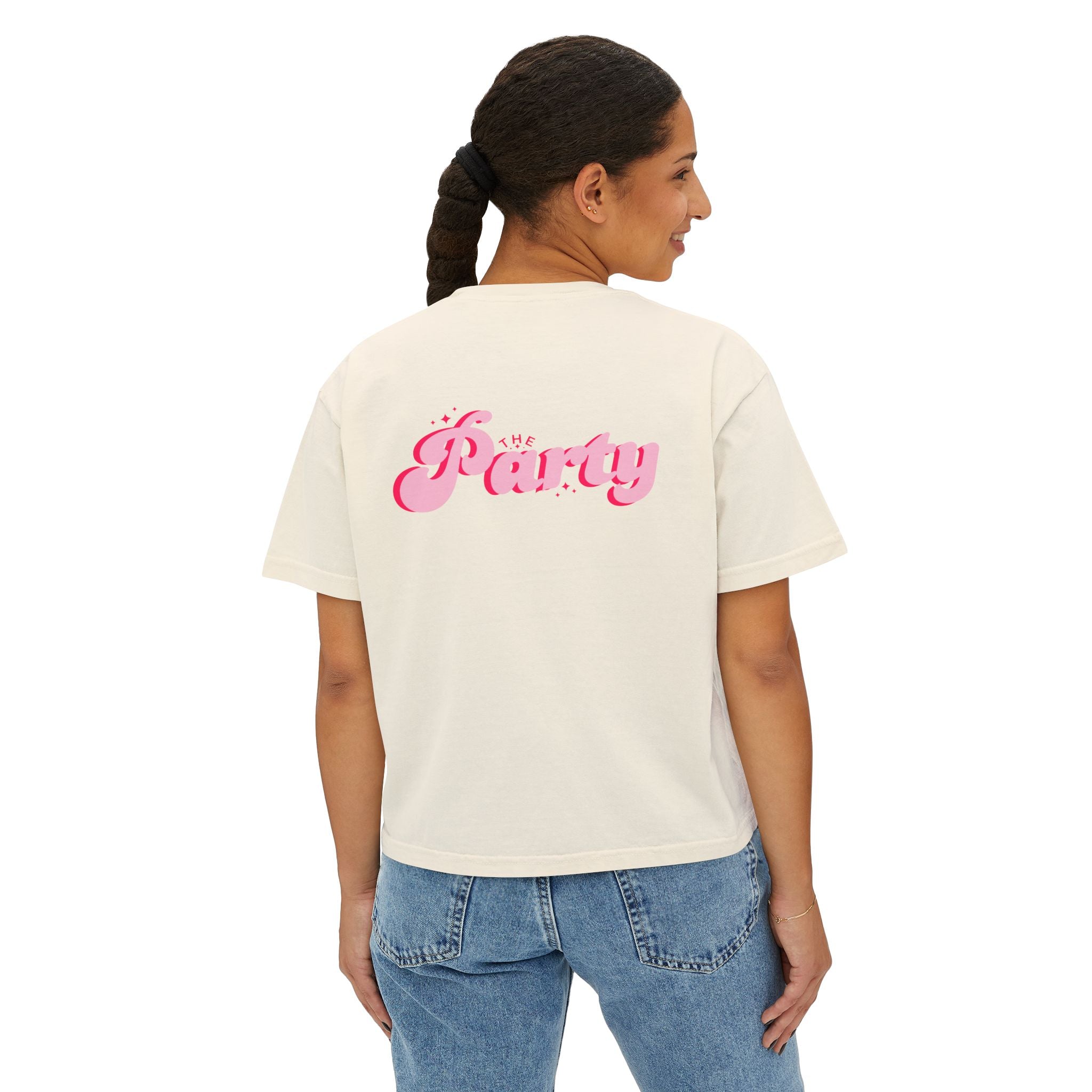 Pink Boxy Tee — 'The Party' Casual Bridal Party Crop Top