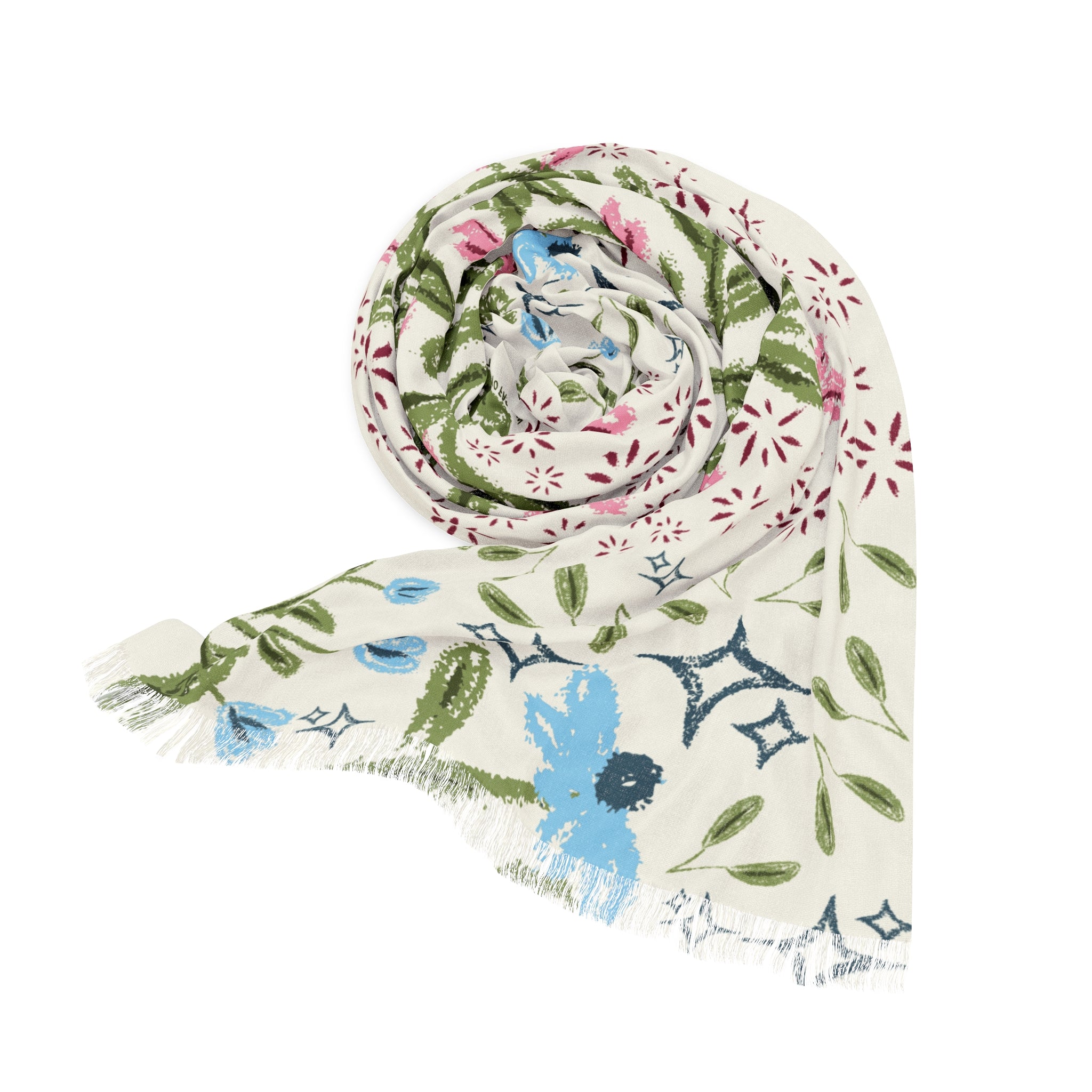 Pink Floral Spring Light Travel Scarf – Hand-Painted Pastel Botanical Design