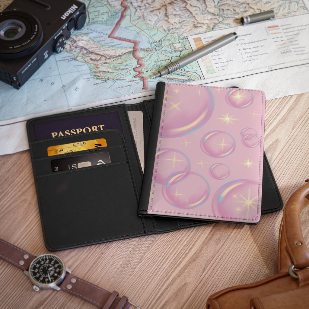 Bubbles Passport Cover, Gift for Travelers, Couples’ Travel Accessory, Valentine’s Day Gift, Personalized Travel Wallet
