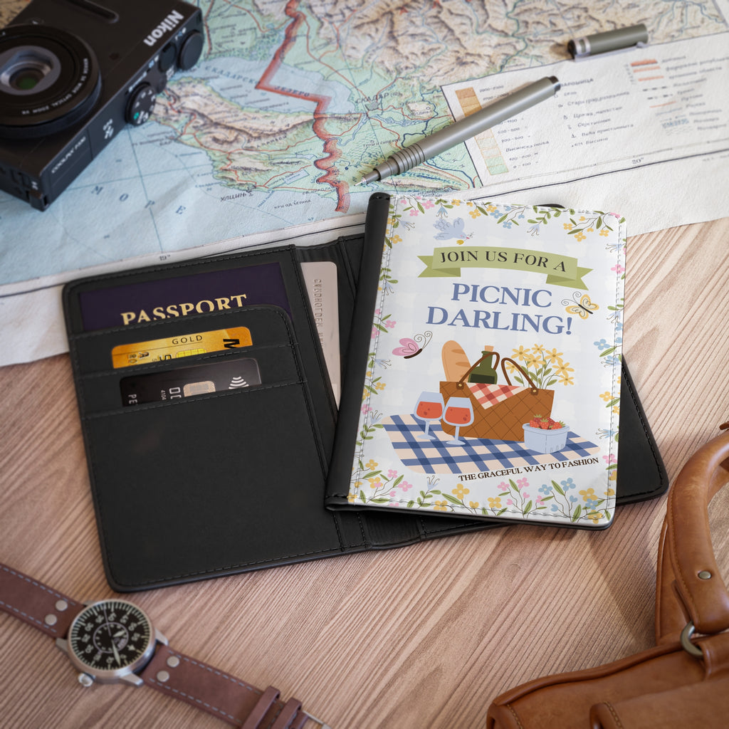 Picnic Darling Passport Cover — Floral Picnic Basket Travel Wallet