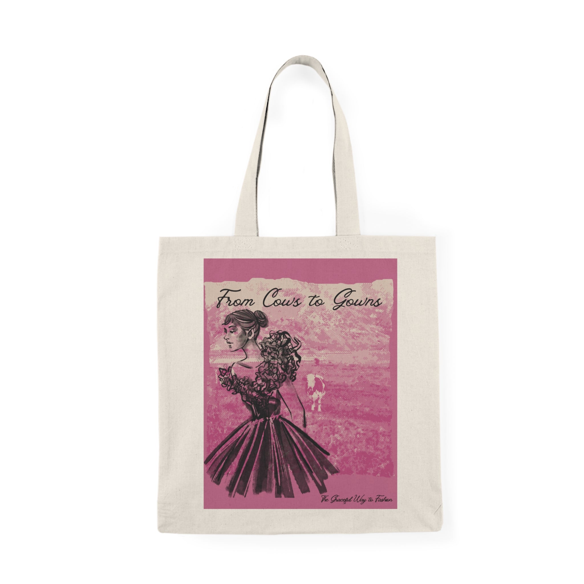 Cows to Gowns Vintage-Inspired Tote Bag, Eco-Friendly Shopping Bag, Gift for Her, Fashion Accessory, Canvas Bag for Everyday Use