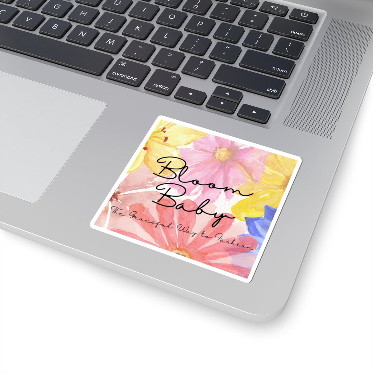 Bloom Baby Floral Sticker — Kiss-Cut Logo Sticker with Watercolor Flowers