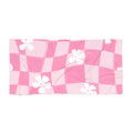 Pink Checker Floral Beach Towel — Retro Pattern