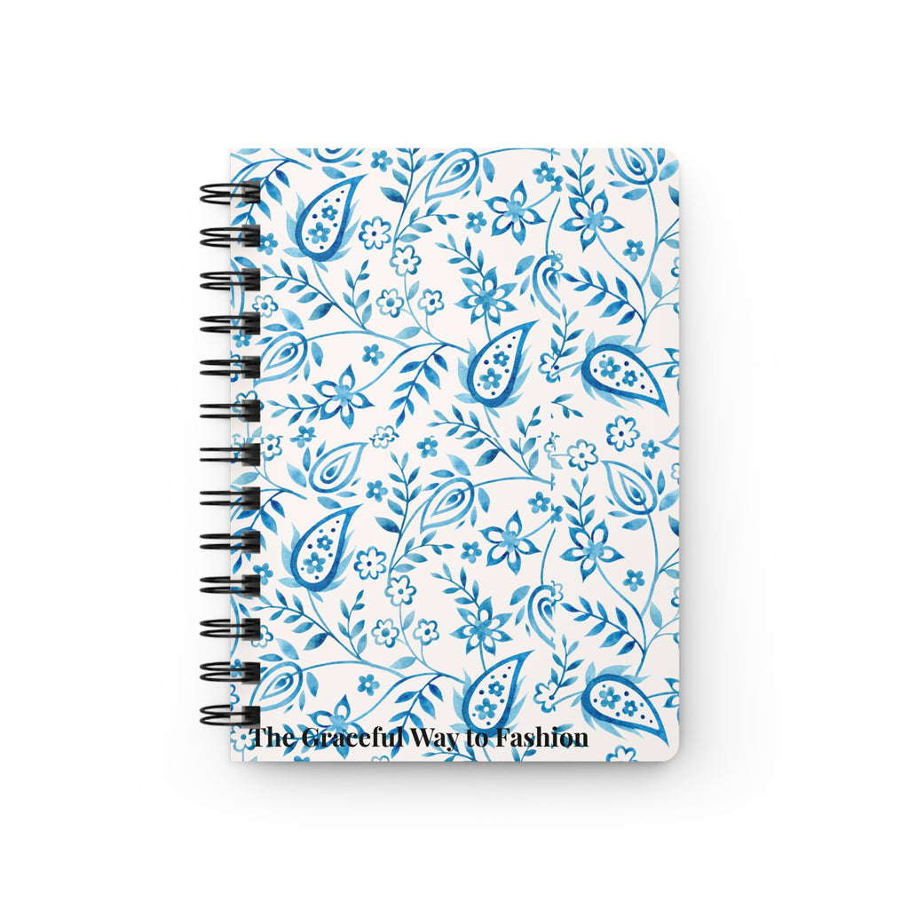 Blue Paisley Floral Journal — Spiral-Bound Notebook for Notes & Journaling