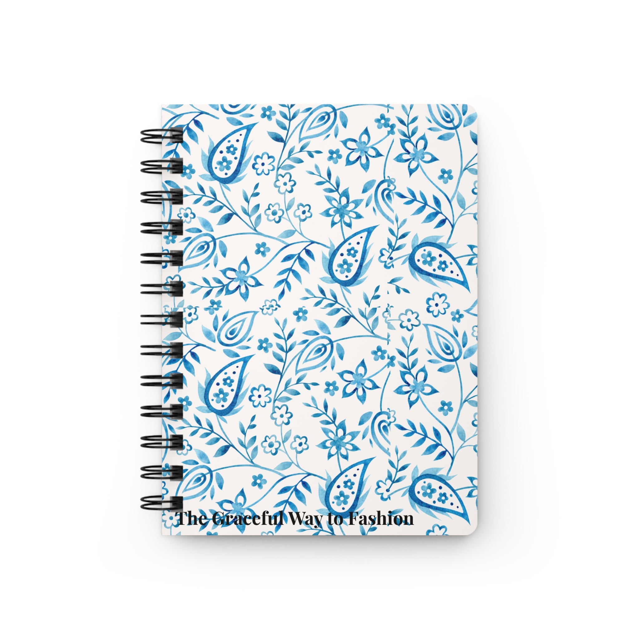 Blue Paisley Floral Journal — Spiral-Bound Notebook for Notes & Journaling