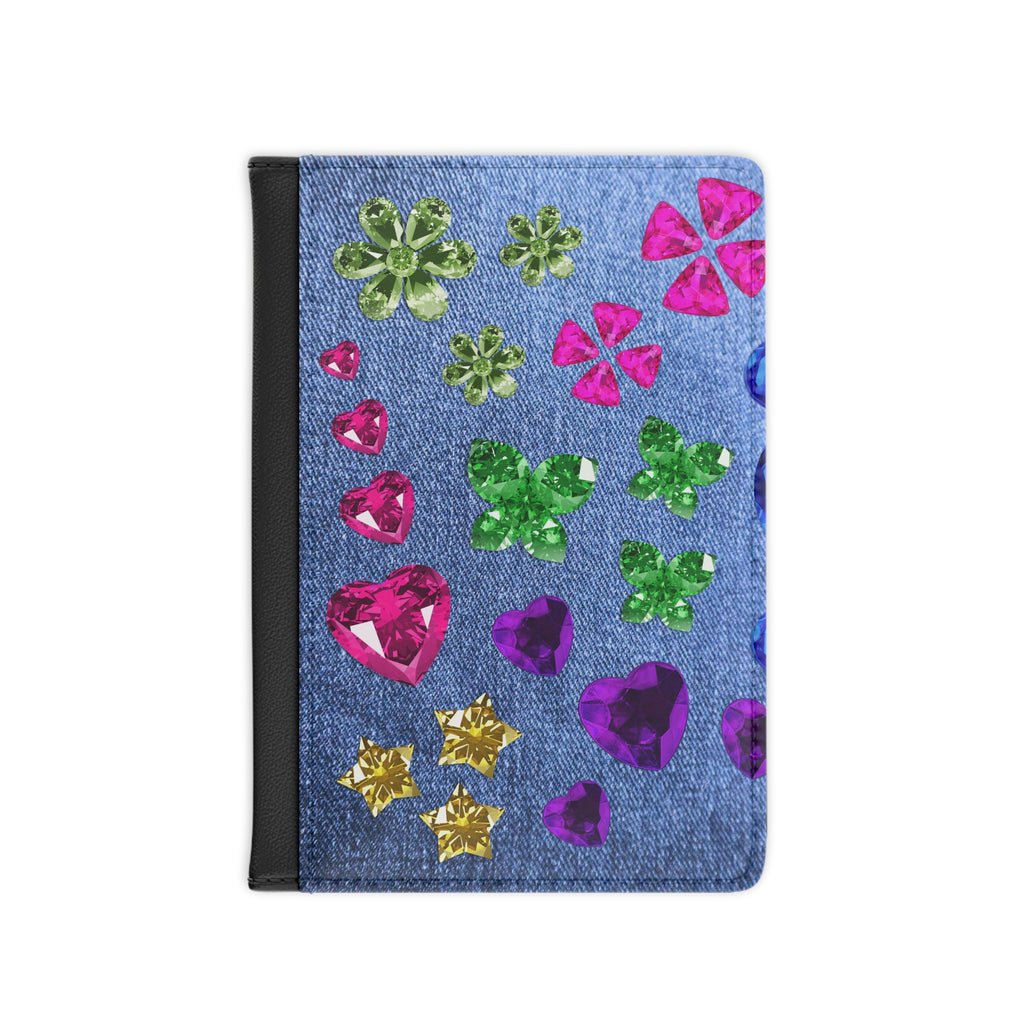 Denim & Rhinestone Passport Cover, Gift for Travelers, Couples’ Travel Accessory, Valentine’s Day Gift, Personalized Travel Wallet