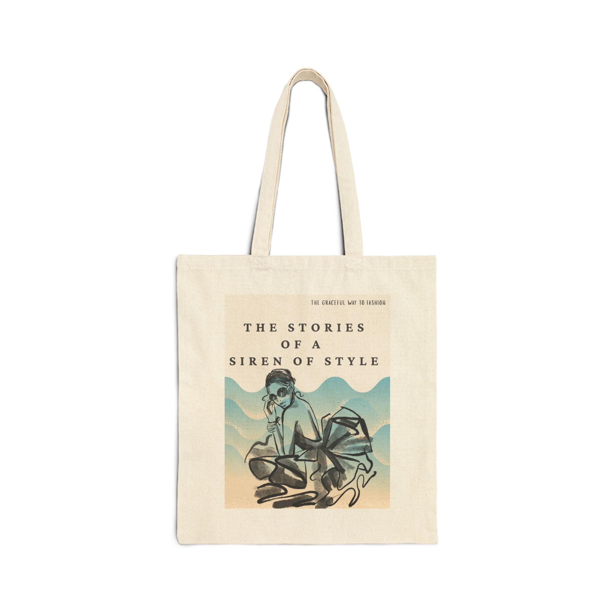 Stylish Natural Travel Tote Bag with 'The Stories of a Siren of Style' Design - Eco-Friendly Shopping, Beach Bag, Women's Gift, Travel Tote, [...]