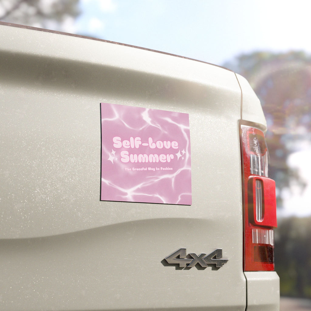 Self-Love Summer Car Magnet — Pink Retro Pool Vibes