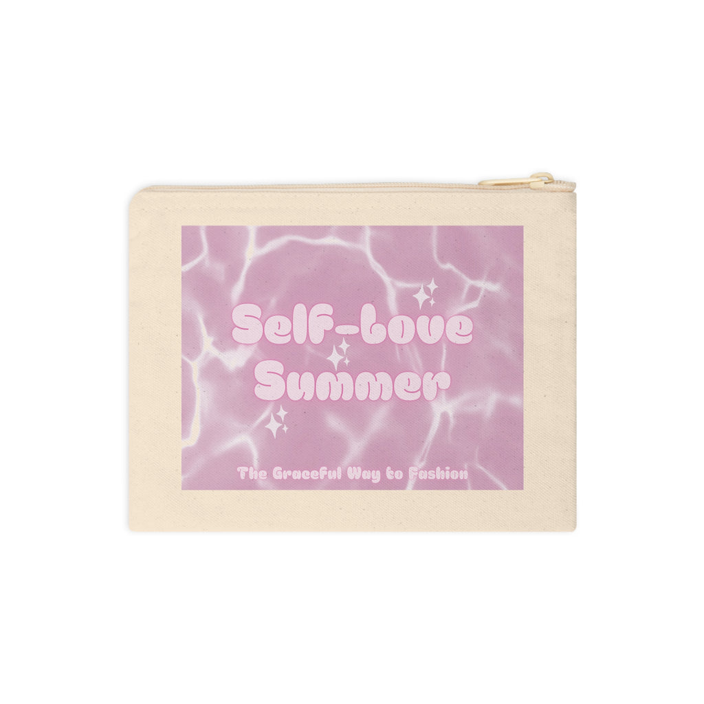 Self-Love Summer Accessory Pouch — Pink Pool-Print Zipper Wristlet
