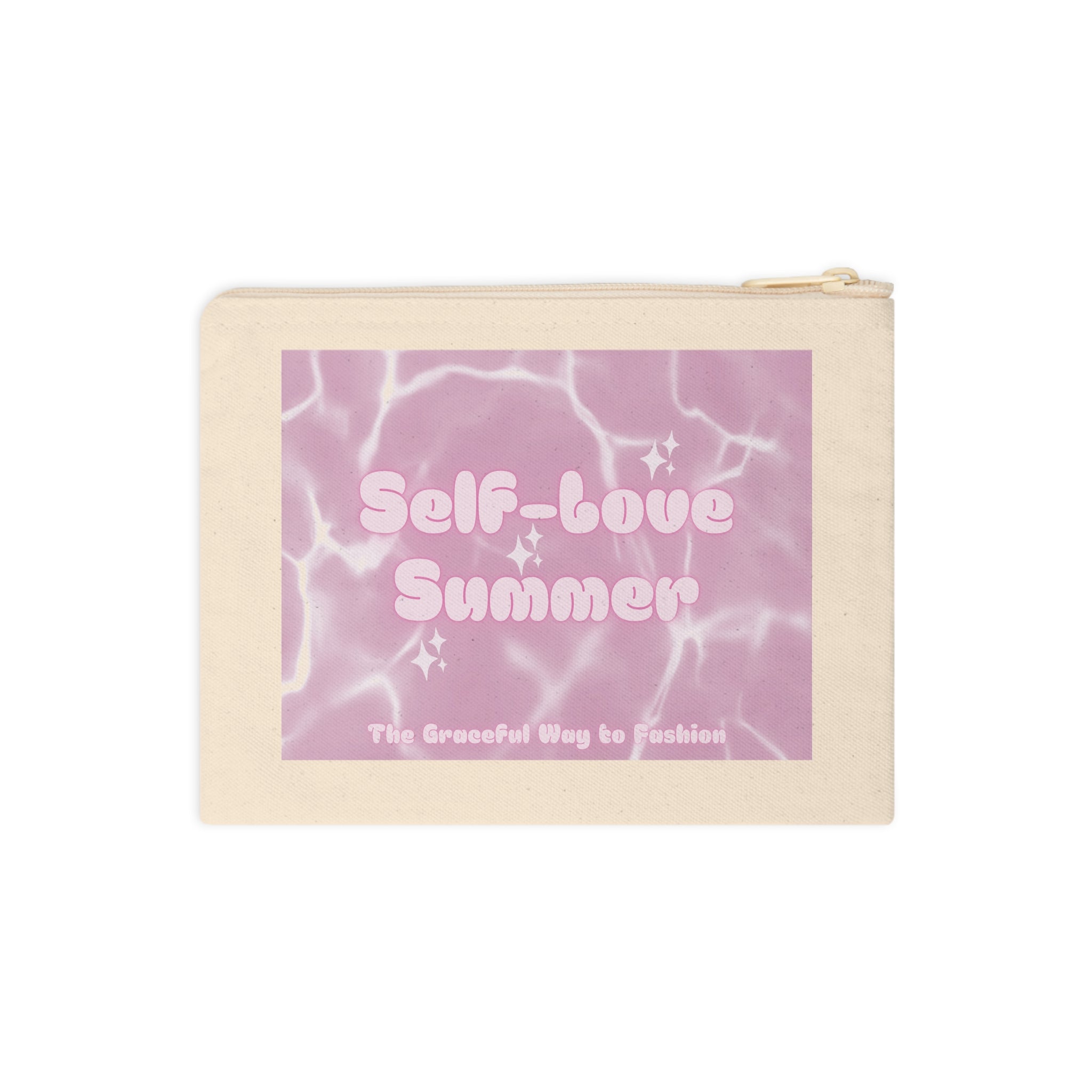 Self-Love Summer Accessory Pouch — Pink Pool-Print Zipper Wristlet