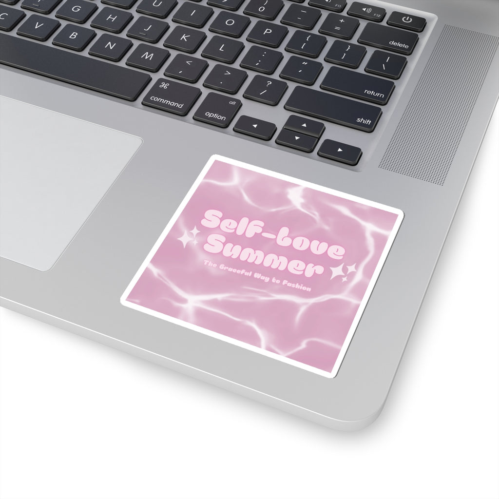 Self-Love Summer Kiss-Cut Sticker — Pink Aesthetic Pool Vibes