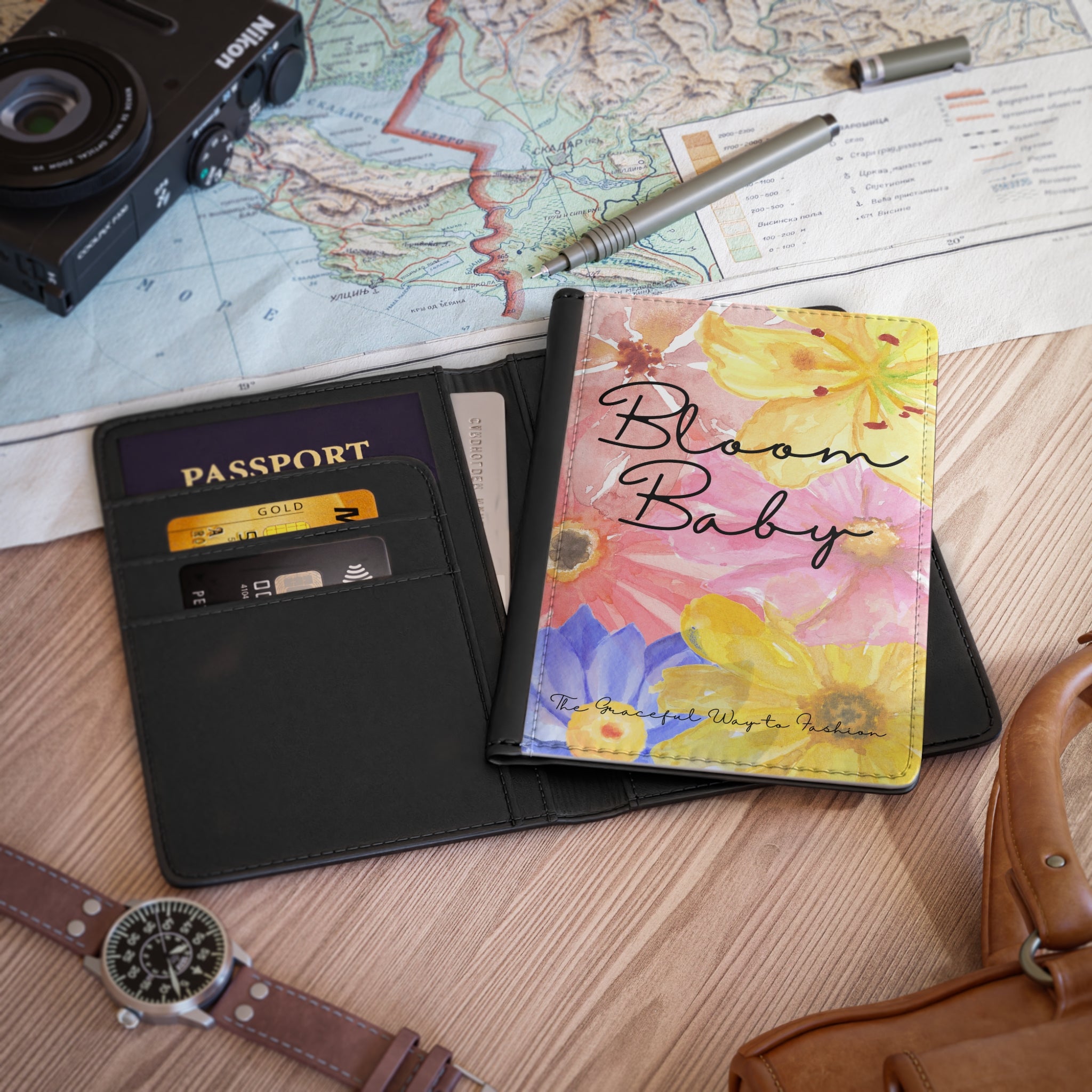 Bloom Baby Floral Passport Cover — Watercolor Flowers Travel Protector