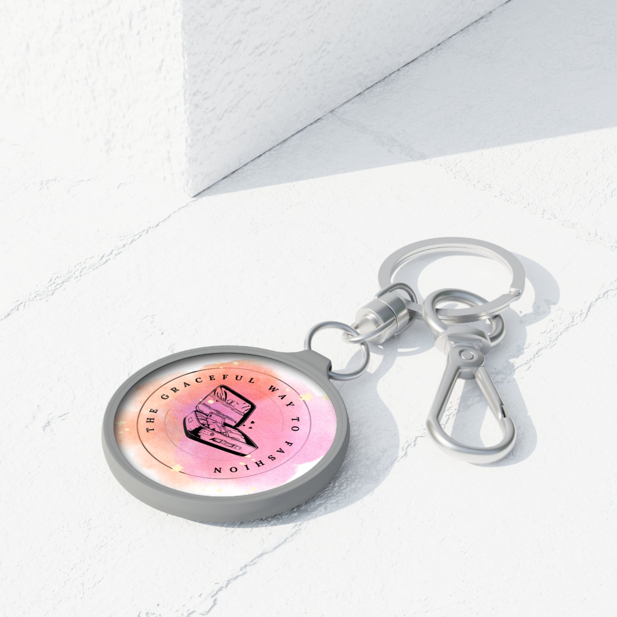 Vintage Suitcase Keyring Tag — 'The Graceful Way to Fashion' Logo Keychain