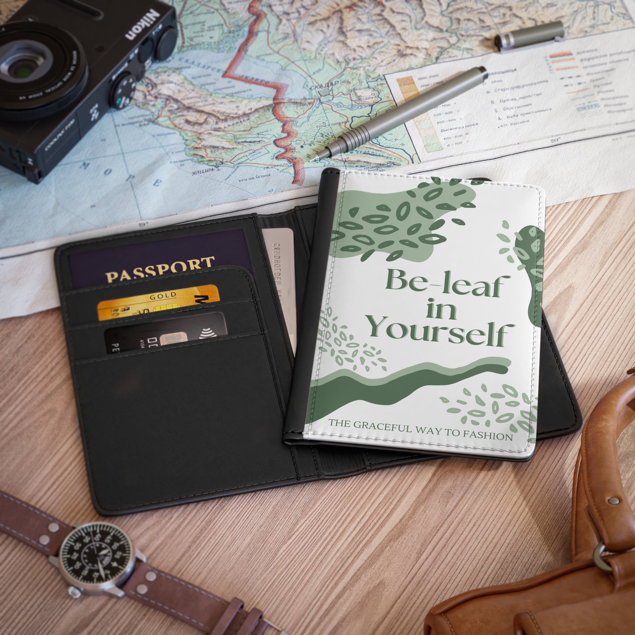 Be-Leaf in Yourself Green Botanical Passport Cover — Inspirational Travel Holder