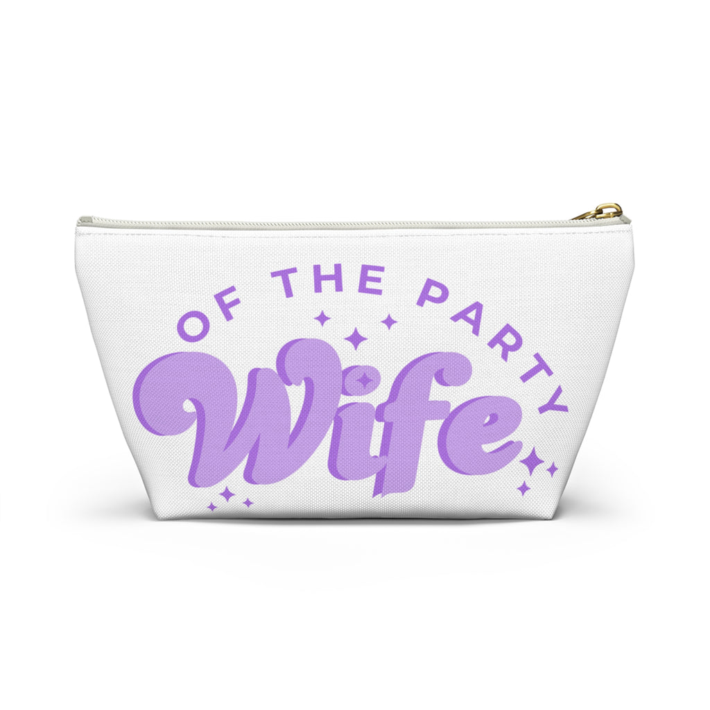Purple Accessory Pouch — “Wife of the Party” Cosmetic Bag