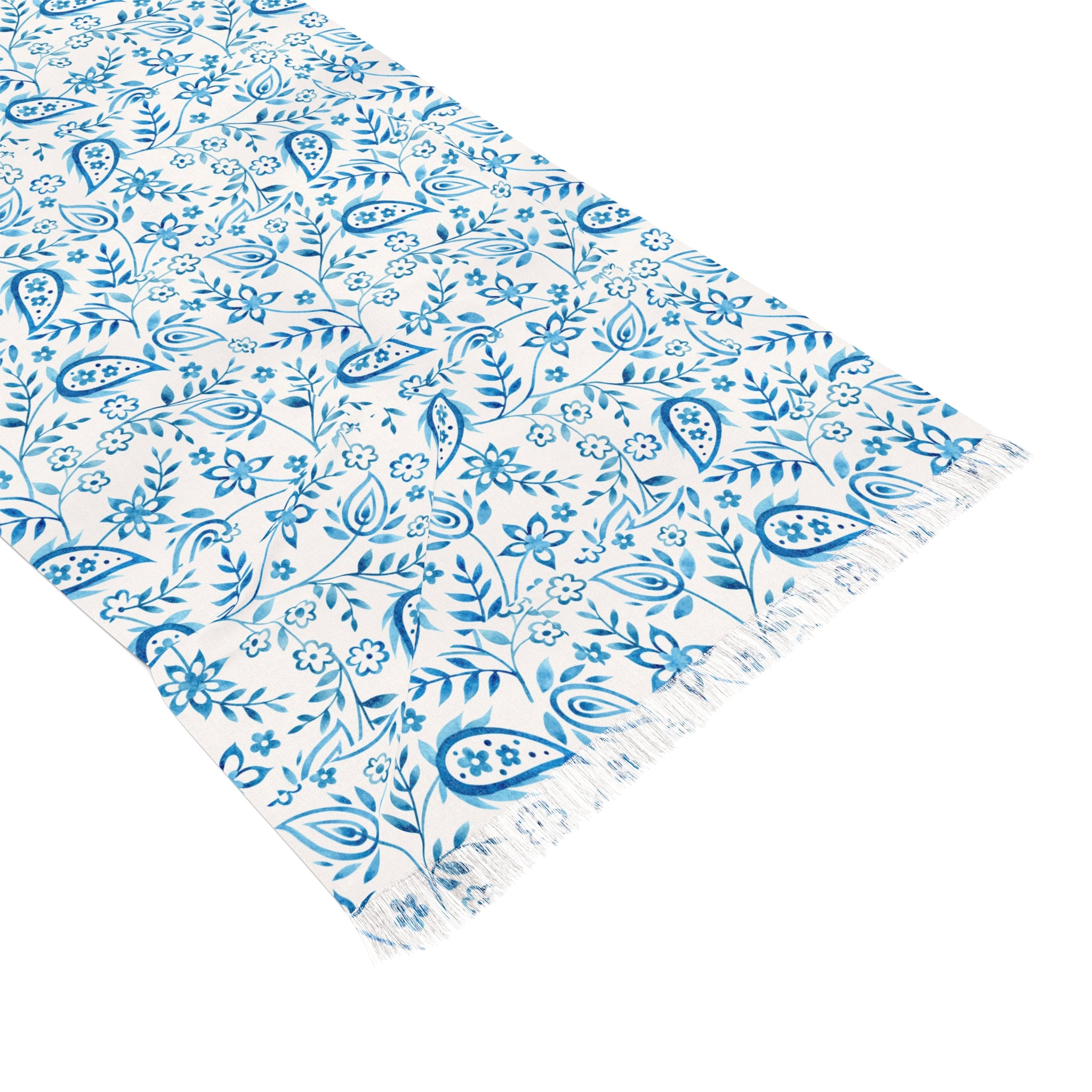 Blue Paisley Floral Lightweight Scarf — Breathable Summer Fashion Wrap
