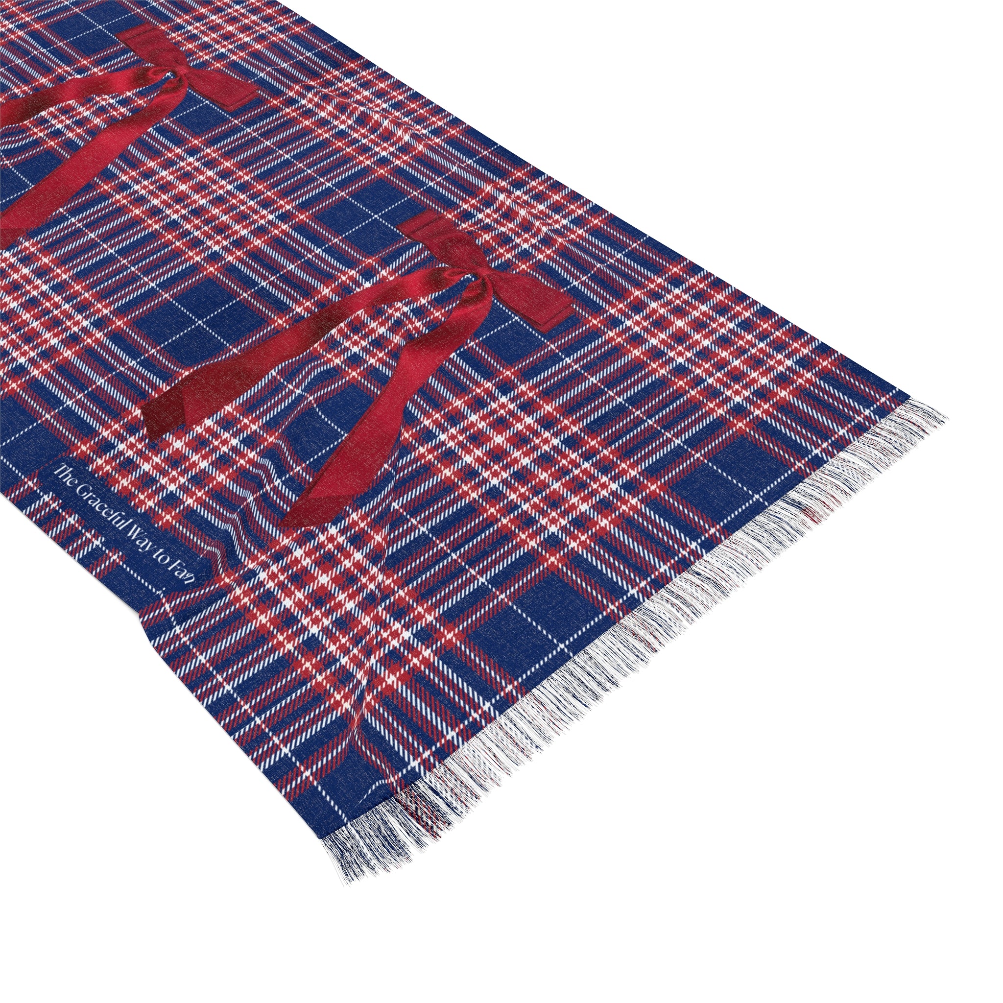 Plaid Ribbon Travel Scarf — Red Bow Lightweight Plaid Scarf