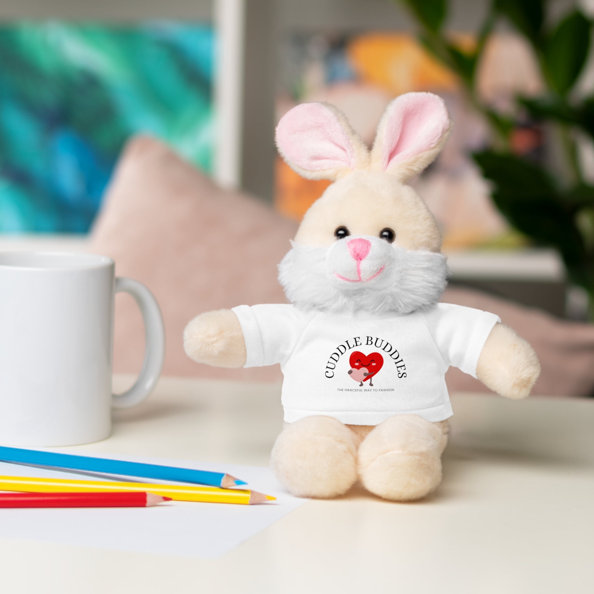 Travel Cuddle Buddies Plush Bear with "Cuddle Buddies" Tee — Soft Gift for Kids & Valentines