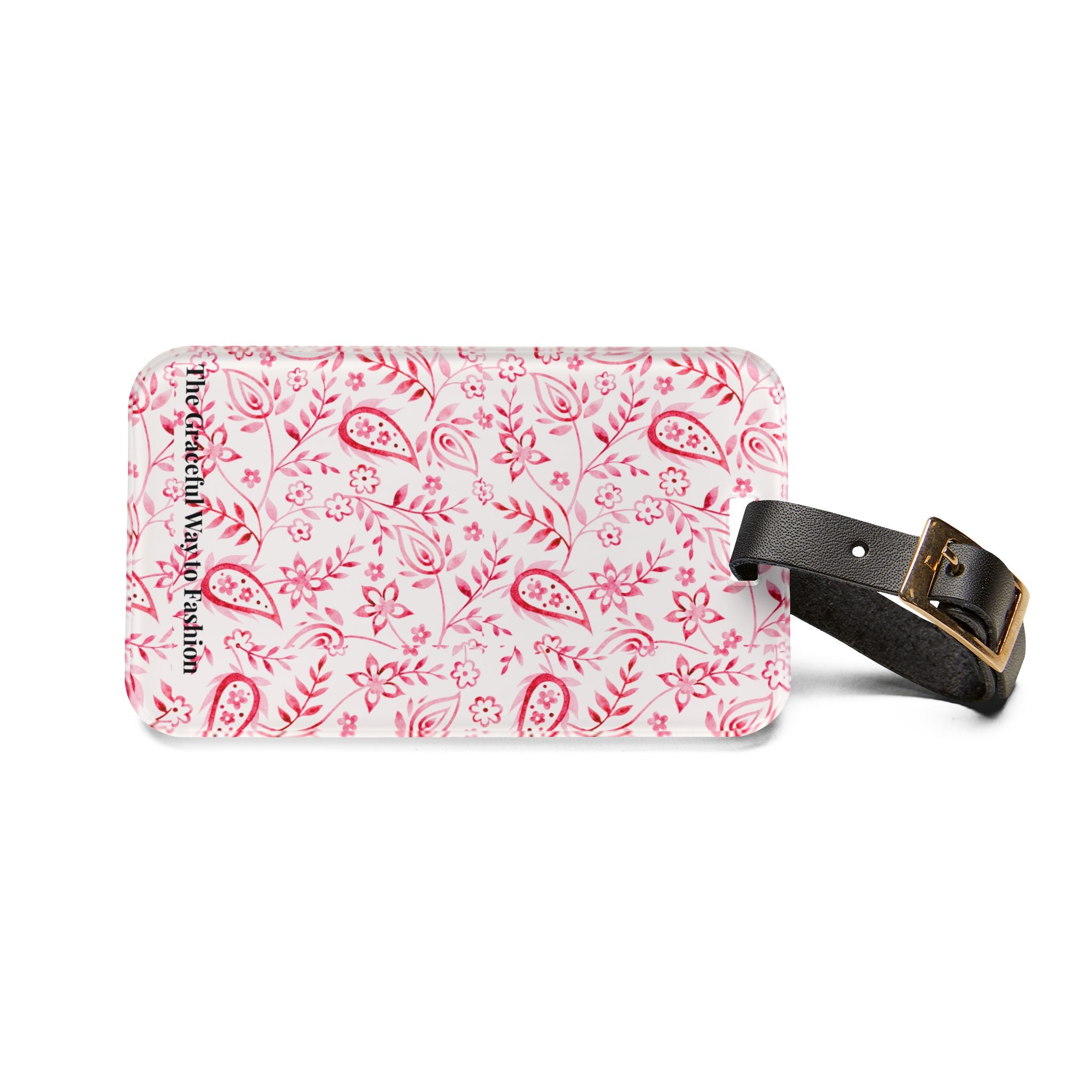 Pink Paisley Floral Luggage Tag - Feminine Travel ID Tag with Patterned Design