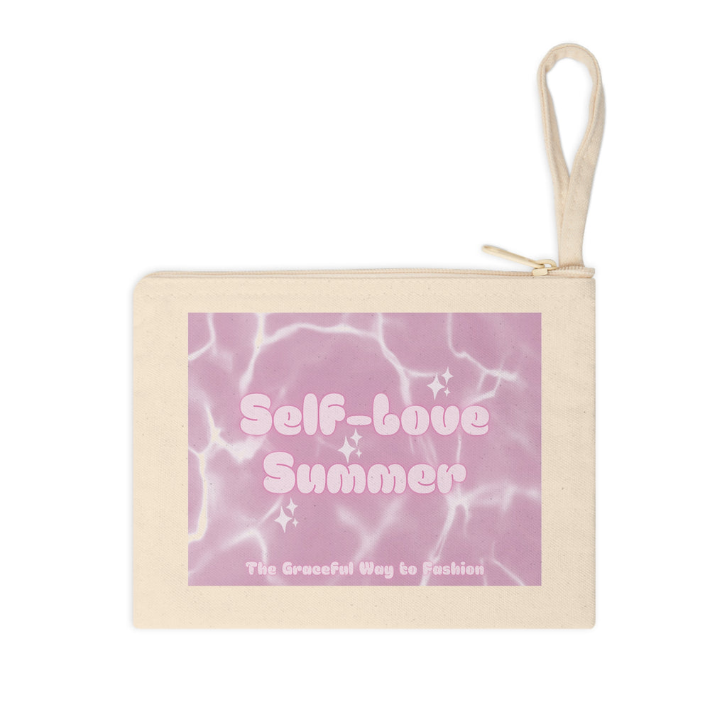 Self-Love Summer Accessory Pouch — Pink Pool-Print Zipper Wristlet