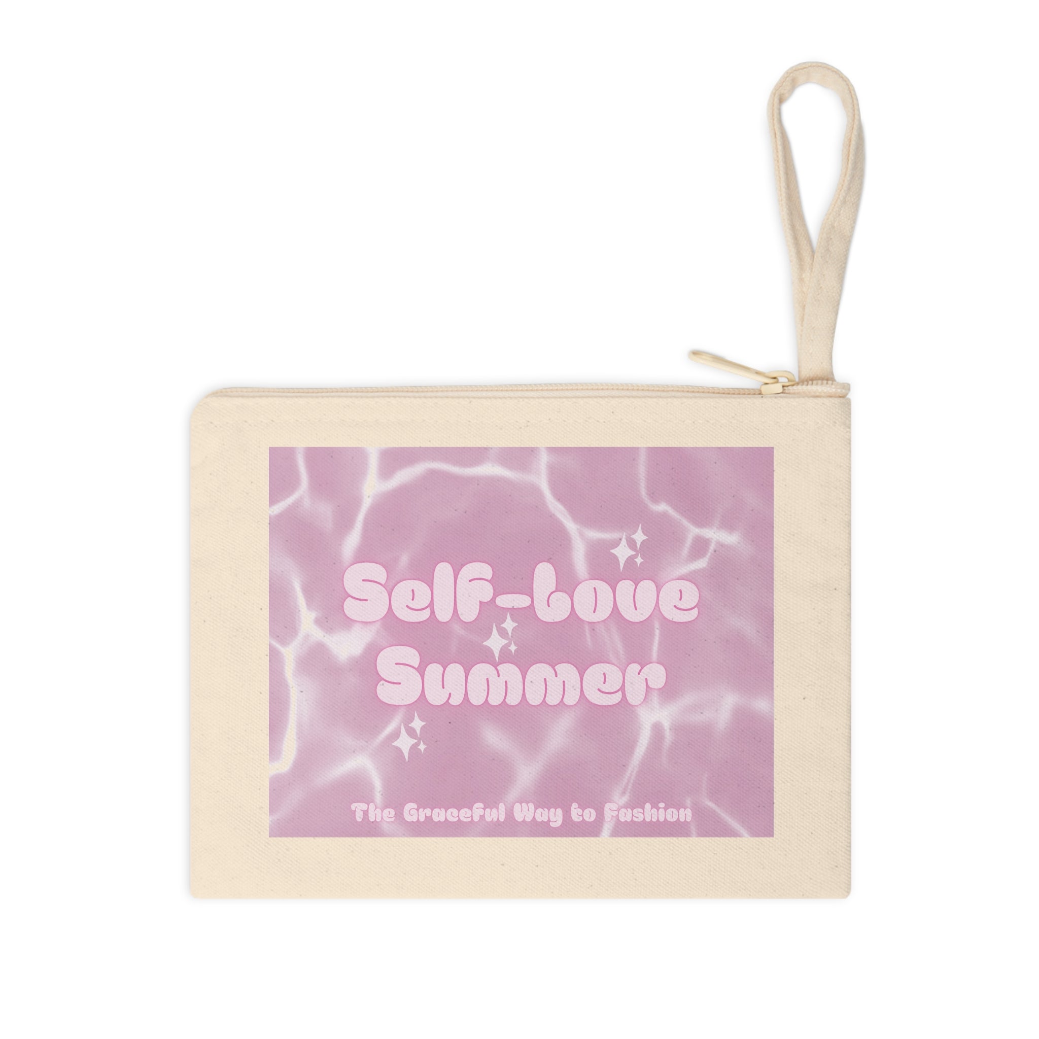 Self-Love Summer Accessory Pouch — Pink Pool-Print Zipper Wristlet