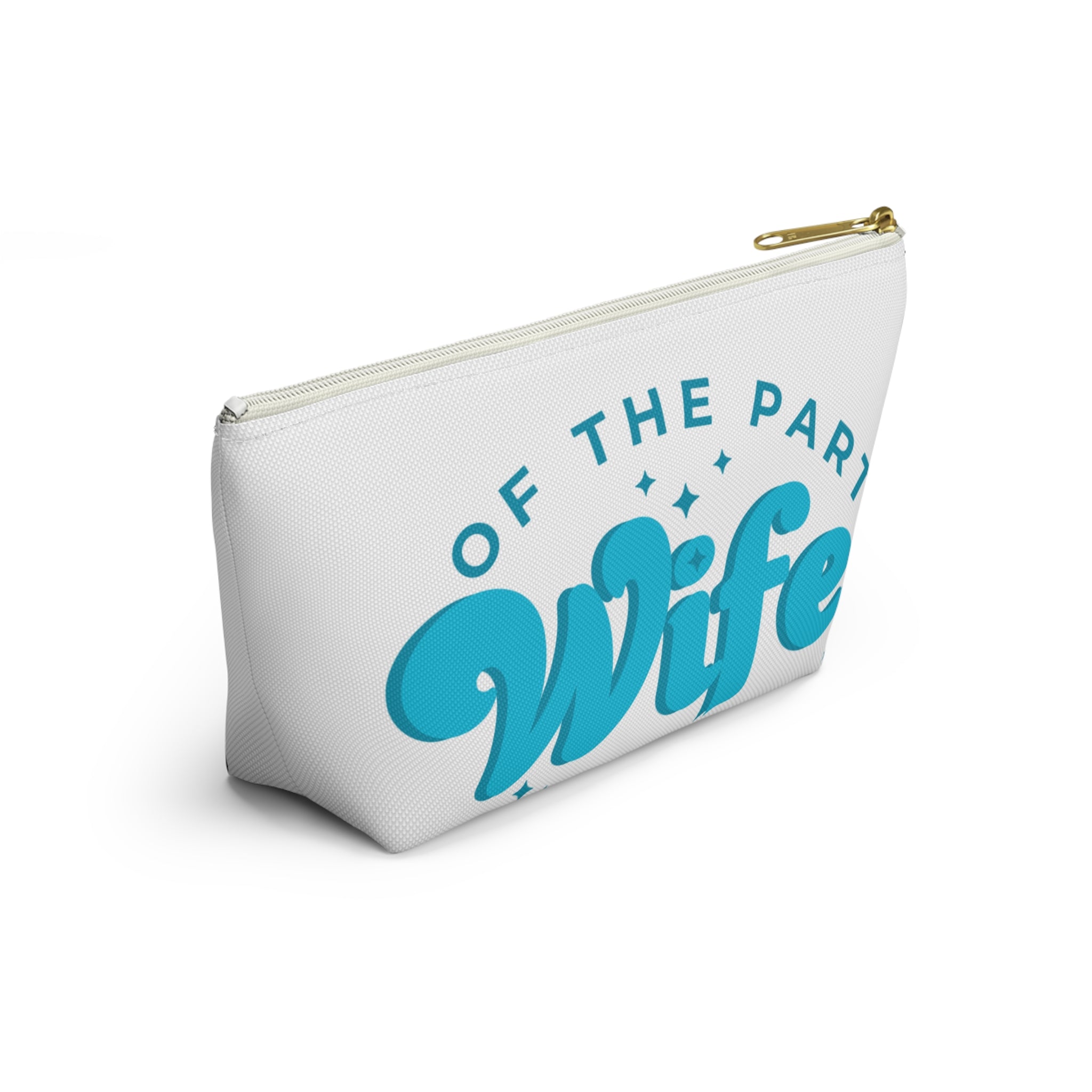 Blue Accessory Pouch — “Wife of the Party” Cosmetic Bag