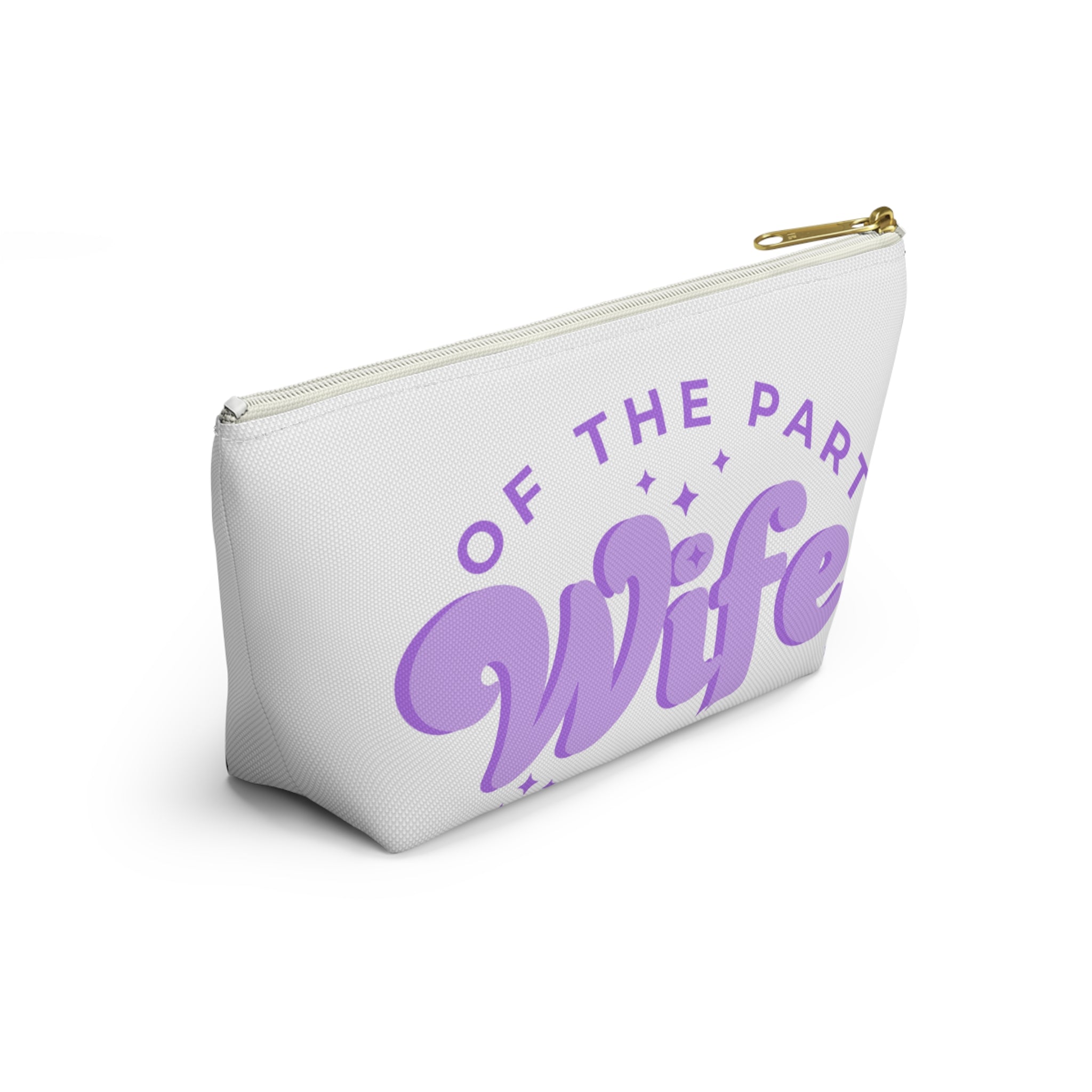 Purple Accessory Pouch — “Wife of the Party” Cosmetic Bag