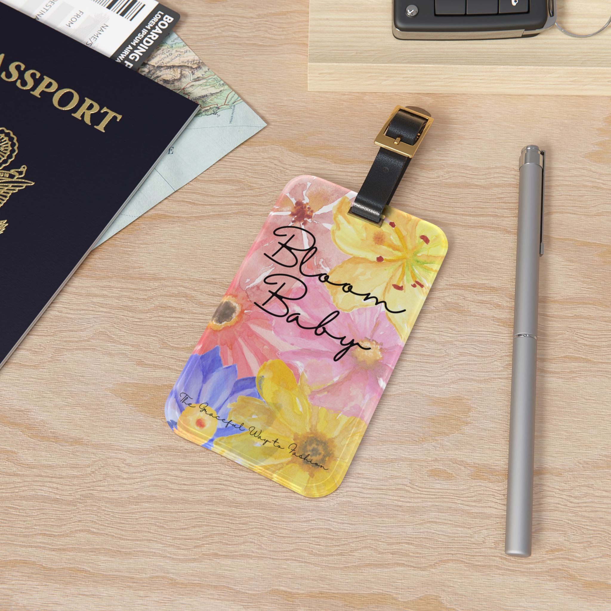 Bloom Baby Luggage Tag — Floral Watercolor Travel ID Tag