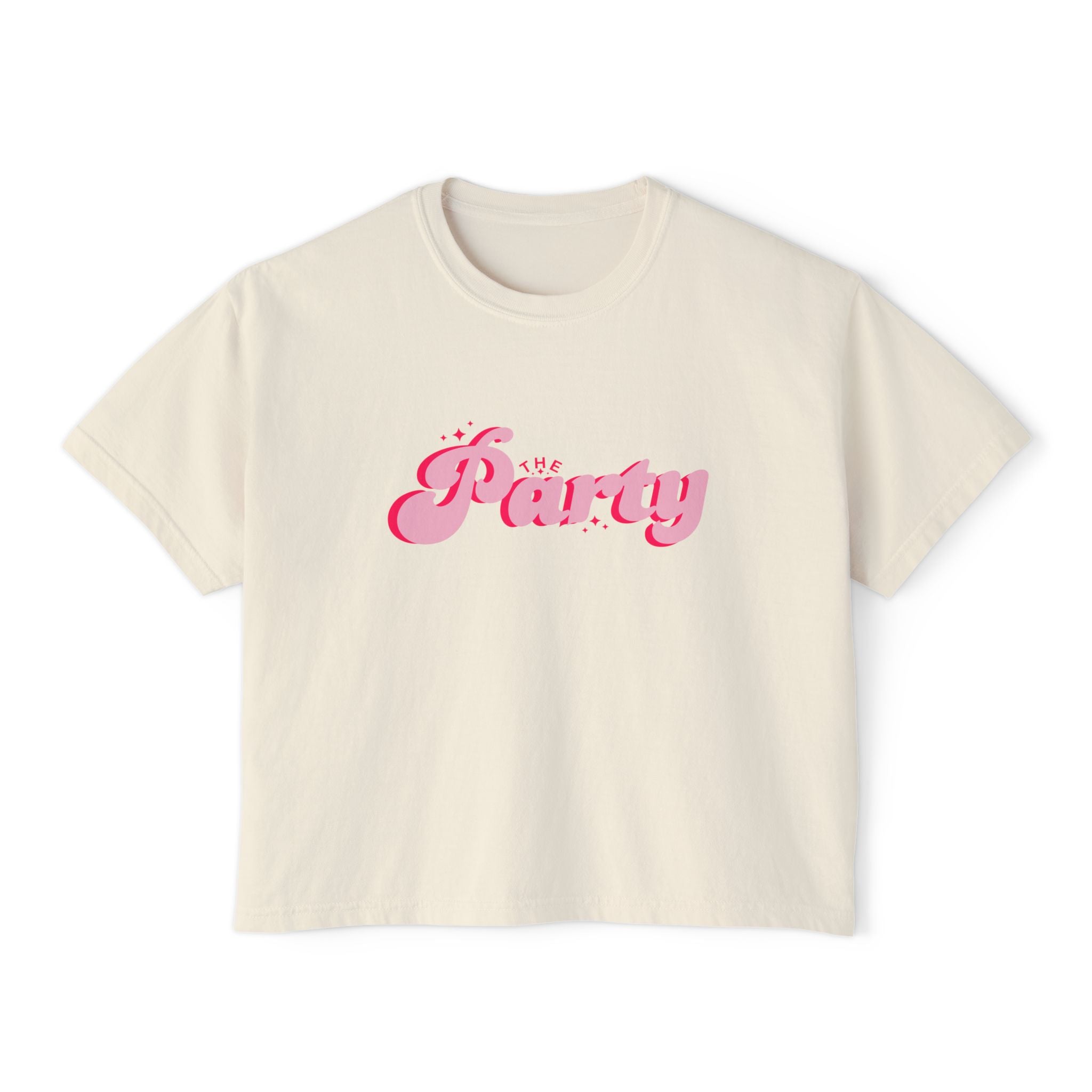 Pink Boxy Tee — 'The Party' Casual Bridal Party Crop Top