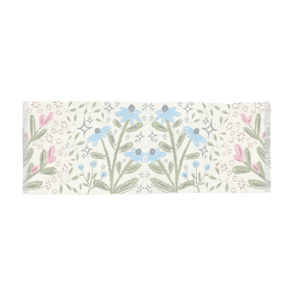 Floral Watercolor Light Travel Scarf — Blue Wildflower Spring Wrap