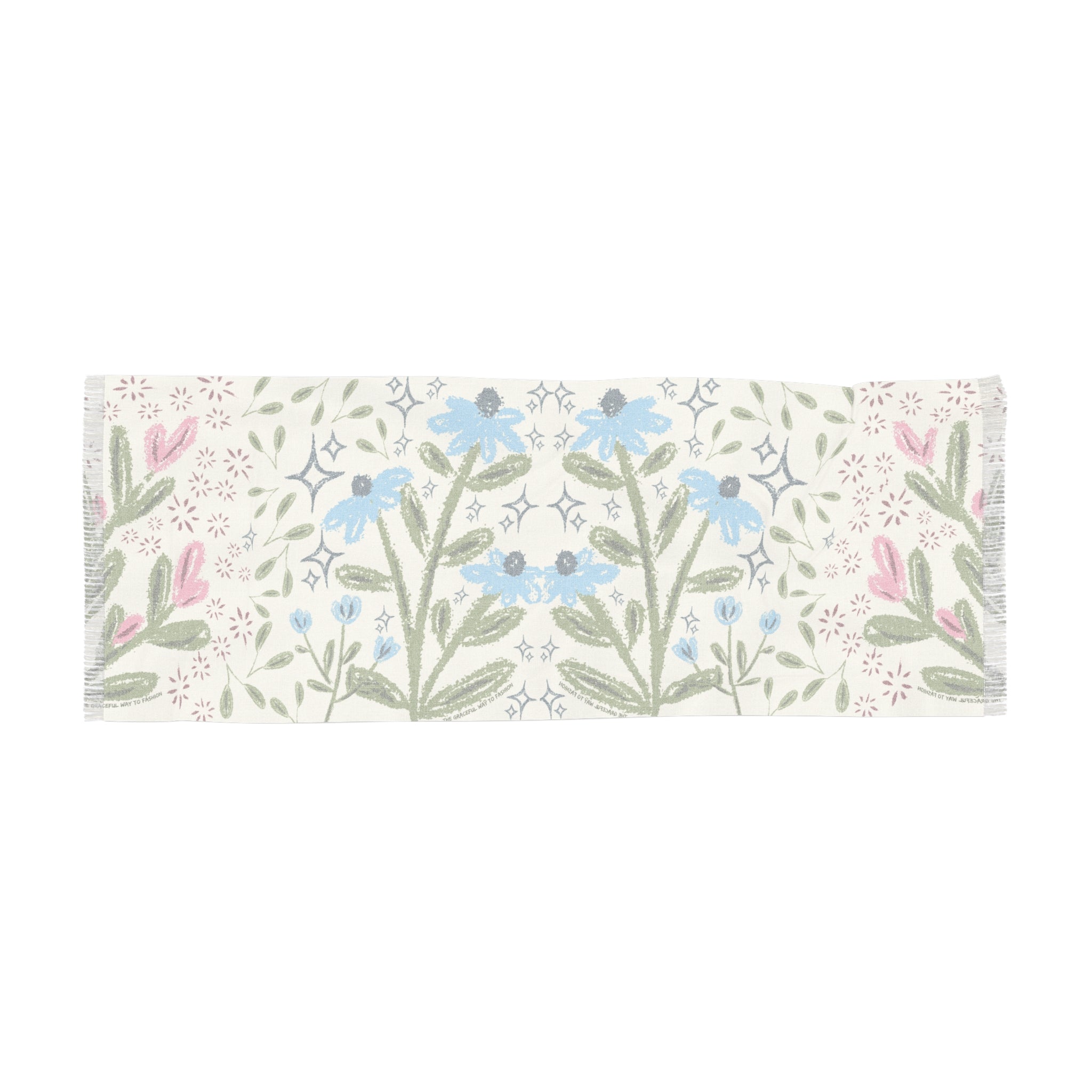 Floral Watercolor Light Travel Scarf — Blue Wildflower Spring Wrap